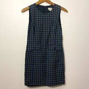 J.Crew Vintage Plaid Check Academia 100% Wool Mini Dress - Size 2p